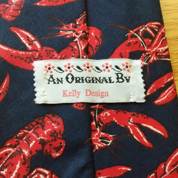 Vintage Lobster Neck Tie Novelty Necktie "An Original by Kelly Design" Red Blue - Picture 6 of 11